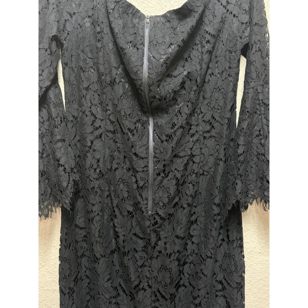 Umgee USA Black Lace Floral Embroidered Bell Sleeve Sheath Dress L5047 Large